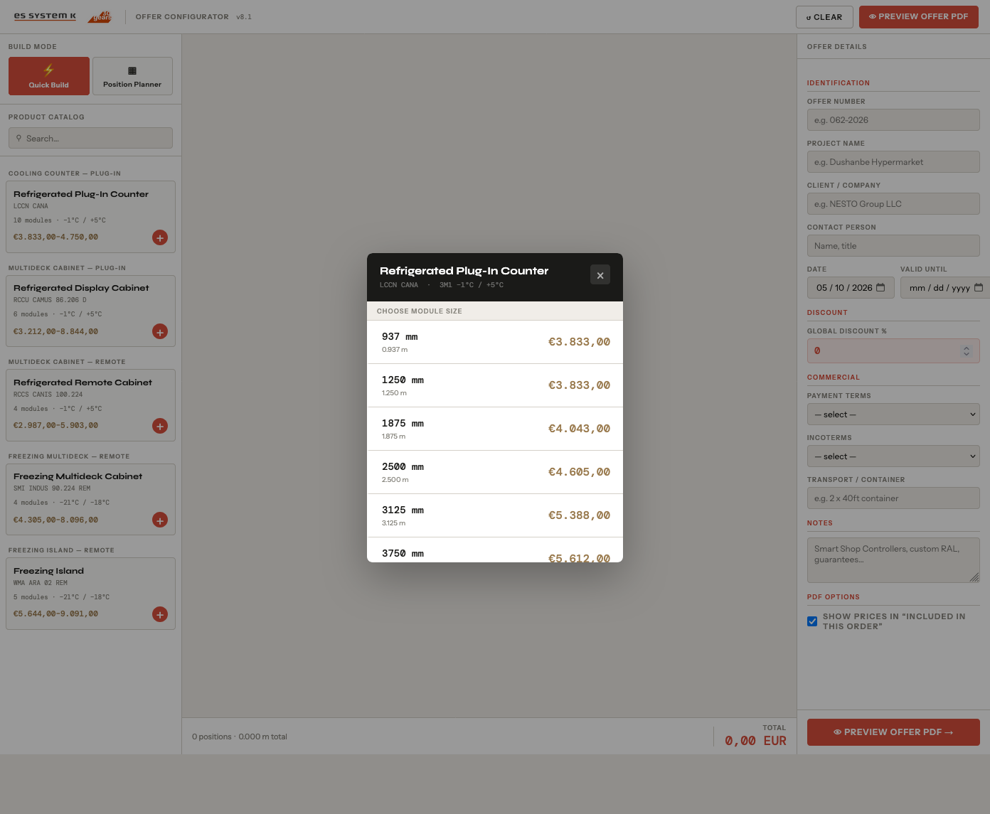 ES SYSTEM K Offer Builder